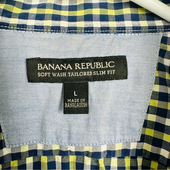 Banana Republic Men's Soft Wash Tailored Slim Fit Long Sleeve Plaid Size: Large - Picture 4 of 5